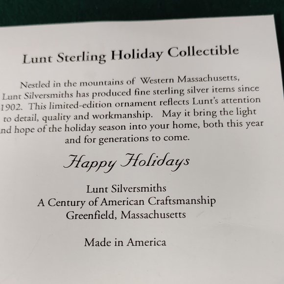 LUNT SILVER HOLIDAY ORNAMENT - Picture 2 of 5